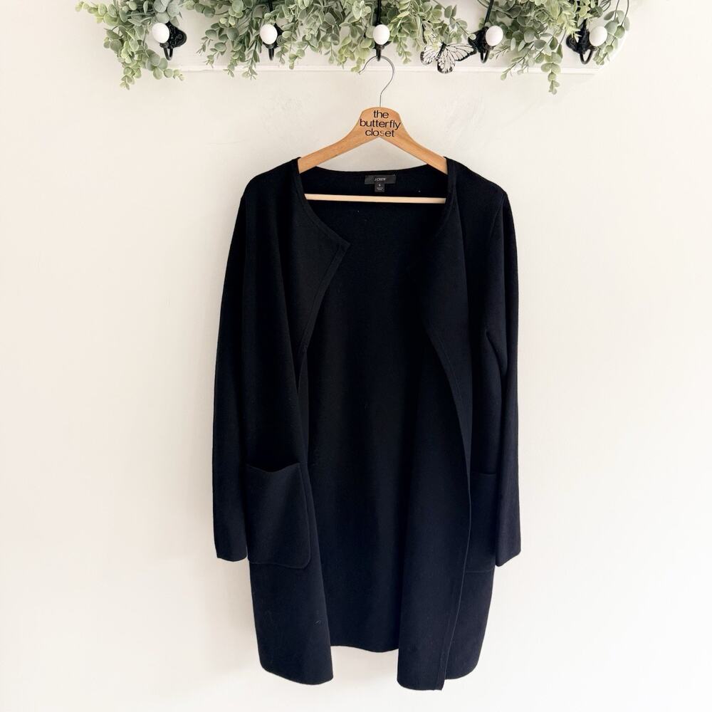 J.Crew Juliette Collarless Sweater Blazer Black Size Small OO5142